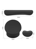 DUNISO 3Pcs Wrist Rest Support Set，Keyboard Wrist Rest, Mouse Pad And Small Wrist Rest Set，Memory Foam Wrist Rest Mat,with Non Slip Base，Easy Typing,Relief Getting Hand Fatigue,Suitable for Home and Office Use，Black - Image 2