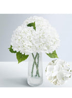 DUNISO 3Pcs Silk Hydrangea Artificial Flowers Realistic Hydrangea Flowers Bouquet for Wedding Party Office Home Decor (White) - Image 3
