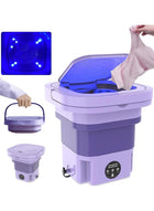 DUNISO Portable Foldable Washing Machine，Turbine Washing Machine with Drain Basket，Half Automatic Mini Household Foldable Bucket Washer with Blue Light Sterilization and 3 Modes Deep Cleaning，Suitable for Travelling, Camping, Apartment Dorm