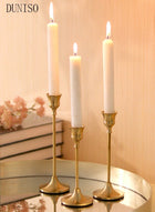 DUNISO A set of three golden candle holders, used for decorating cone-shaped candle holders with anti slip bases, suitable for weddings, dinners, and parties - Image 3