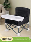 DUNISO Baby Travel Booster Seat, compact toddler feeding chair, portable children's dining chair，with detachable tray and seat belt, suitable for indoor and outdoor use, camping, beach, lawn use