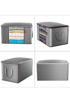 DUNISO 6-Piece Large Capacity Storage Box for Clothes Foldable Blanket Storage Bags Closet Organizer Storage Containers with Lids and Handle, Clear Window for Blankets ,Clothes, Bedding.(Grey)90L - Image 5