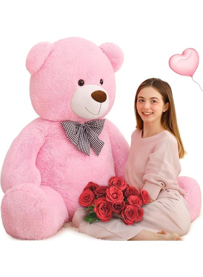 DUNISO 140cm Giant Cute Teddy Bear, Xxl Size, Soft And Cute Plush Bear, Suitable For Gifts For Girls, Girlfriends Or Mothers (Pink)