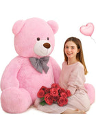 DUNISO 140cm Giant Cute Teddy Bear, Xxl Size, Soft And Cute Plush Bear, Suitable For Gifts For Girls, Girlfriends Or Mothers (Pink)