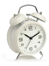 DUNISO 4-inch Dual-bell Alarm Clock for Deep Sleepers, No-tick Nighttime Backlight Battery Powered, Powerful Wake-up (White)