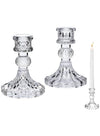 DUNISO 2 Pcs Glass Candle Holders，Clear Candlestick Holder and Taper Candle Holder，Crystal Decorative Candle Stand，for Formal Events, Wedding, Festival,Church, Party & Festival Decoration，Clear