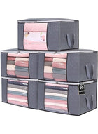 DUNISO 5 Pcs Large Storage Bags，Clothes Organizer，Heavy-Duty Foldable Organizers with Handles and Zippers，Breathable and Moisture-proof，for Storing Duvet Covers, Blankets, Clothing, and Household Items,60*43*35cm