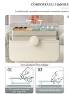 DUNISO Medicine Box Plastic Medicine Storage Box Family Emergency Kit Medical Kit 3 Layers Home First Aid Box Child Proof Medicine Box Organizer Pill Case with Compartments and Handle - Image 5