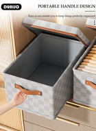 DUNISO 3 Pack Closet Storage Box with Lid and Handle, Stackable Wardrobe Clothes Organizer, Foldable Closet Storage Basket, Cube Storage Bins for Clothing, T-Shirt, Jeans, Sweaters, Toys & Books (18L) - Image 4