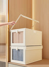 DUNISO 3-piece foldable wardrobe storage box, clothing storage and organizing box, with visible transparent lid for easy searching, washable with fixed handle storage box, used for storing clothing and toys