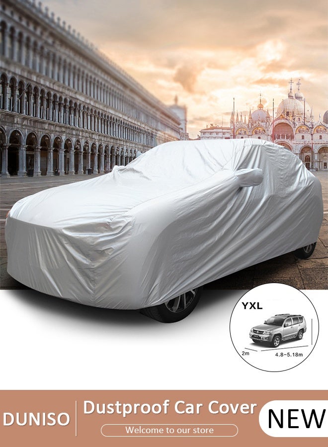 DUNISO Full Car Covers Sunscreen UV Protection Indoor Outdoor Sunscreen Heat Protection DustWind/Water/Weatherproof Anti-Uv Scratch-Resistant Sedan Universal Suit XL