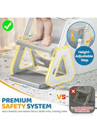 DUNISO Potty Training Seat with Ladder,Adjustable Potty Training Toilet Seat with Steps， Toddler Toilet Seat and Step with Triangle Structure，Extended Pedal & Splash Guard and Waterproof PVC Cushion，Anti-Slip，Lightweight， for Boys Girls - Image 2