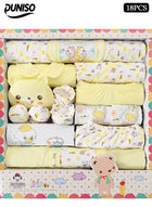 DUNISO 18 Pcs Newborn Baby Gifts Set,Newborn Layette Gift Set, Baby Clothes Accessories Set, Comfortable and Breathable,Available in All Seasons, Suitable for Babies Up to 59cm in Height