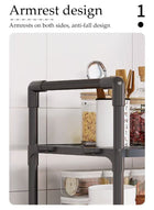 DUNISO 2-Tier Kitchen Storage Rack with Side Hooks , Multifunctional Microwave oven rack,Countertop Rack Organizer with Non-Slip Feet, for Spices, Pots and Pans(Black) - Image 4