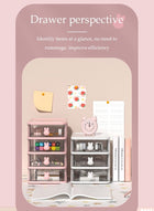 DUNISO Desk Organizer with Drawers,Multifunction Desk Organizer, Stackable Plastic Drawers Organizer,Desktop Storage for Office Supplies Great for Office School Home Vanity Etc(Pink & 4 Drawers) - Image 5