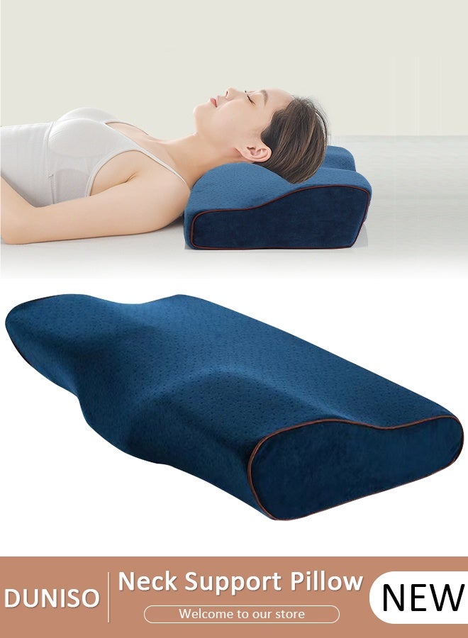 DUNISO Super Comfort Ergonomic Pillow for Neck Head and Shoulder Pain Relief Contour Support Pillows for Bed Sleeping Orthopedic Cervical Spine Stretch Pillow for Side Back Stomach Sleeper