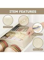 DUNISO 15 Pcs Clothes Drawer Organisers，Foldable Underwear Drawer Organizer and Closet Dividers，Storage Dresser Drawer Dividers，for Clothes, Socks, Bras, Underwear, Towels, Leggings, Jeans and Sweaters，Beige - Image 3