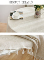 DUNISO Tassel Cotton Linen Tablecloth Round Table cloth For Dinning Room Restaurant Party And Kitchen 120cm - Image 5