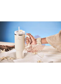 Stanley 40oz Quencher H20 Flowstate Stainless Steel Vacuum Insulated Tumbler with Lid and Straw, Cream (White)
