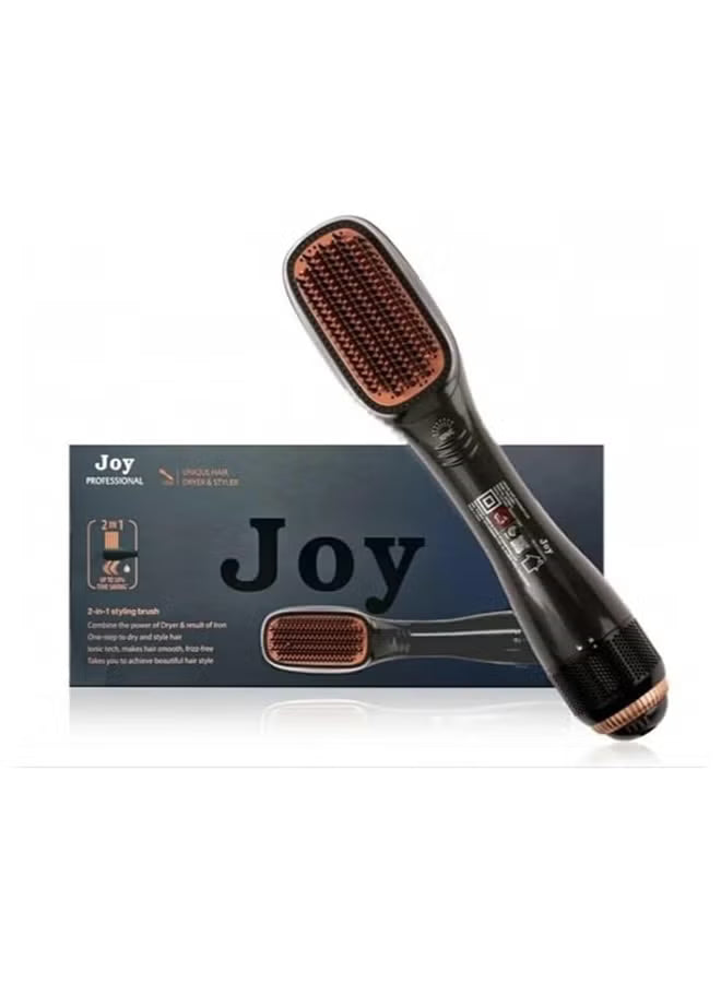 JOY PROFESSIONAL 2-in-1 Hair Styling Brush – Heated Straightening & Curling Comb with Fast Heating Ceramic Plates, Anti-Frizz Technology, Adjustable