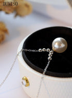 DUNISO Pearl Necklace 925 Sterling Silver Choker Necklace Silver Choker Chain Pearl Pendant Necklace Simple Necklace Chain Jewelry for Women Teen Girls - Image 5