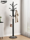 DUNISO Metal Clothes Rack with Natural Marble Base, Modern Clothes And Coat Hanger Rack, Free Standing Hall Tree with 12 Hooks for Hanging Scarf, Bag, Jacket, Home Entry-way Hat Hanger Organizer (Black)