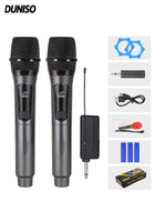 DUNISO 2 Pcs Wireless Microphone,1 To 2 Hand Microphone，Rechargeable Microphone,Used for Karaoke Nights,Family Gatherings,DJ,Meeting