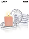 DUNISO Clear Glass Pillar Candle Holder Plates Set of 6, 10cm Round Glass Candle Pillar Plate, Gear Serrated Candle Tray Plates for Table Centerpieces, Party, Wedding & Home Decor