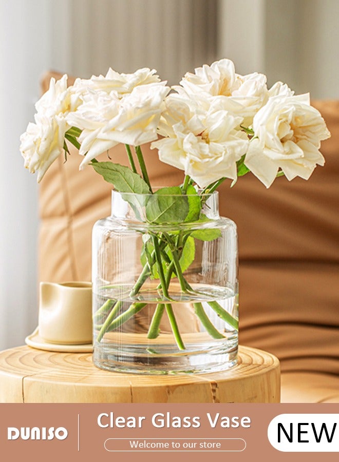 DUNISO Creative Clear Glass Vase Craft Aesthetic Decorative Small Flower Vase Hydroponic Plant Desktop Ornament Modern Irregularity Vase for Flowers Rose Home and Office