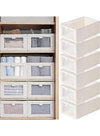 DUNISO 6-piece foldable wardrobe storage box wardrobe organizer, visible linen storage box, clothing drawer organizer, washable wardrobe storage box, rectangular storage box with fixed handle, living room, bedroom, office