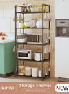 DUNISO 5 Tier Storage Shelf Unit, Large Capacity Shelves, Stable Kitchen Shelf Organizer, Storage Rack with Armrests, Removable Free Standing Rack with Hooks, Large Capacity Shelves, Shelving Unit for Laundry Room,Living Room,Garage,Pantry,Study Room