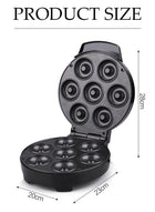 DUNISO Donut maker, electric pancake maker, 7 hole waffle maker, non stick surface, double sided heating, 1200w, suitable for breakfast baking restaurant kitchens, black - Image 3