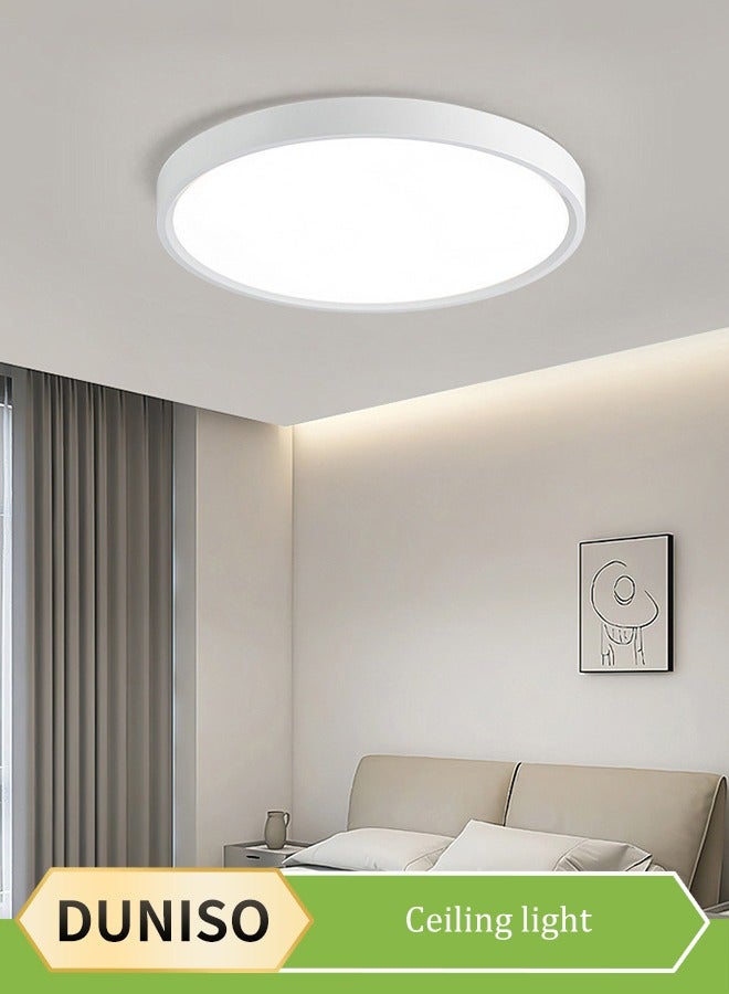 DUNISO Flush Mount LED Ceiling Light，dual color circular ceiling light, dimmable ABS eye protection ceiling light, 3000 to 6000K, suitable for living room, dining room, bedroom, kitchen, 300mm * 23mm