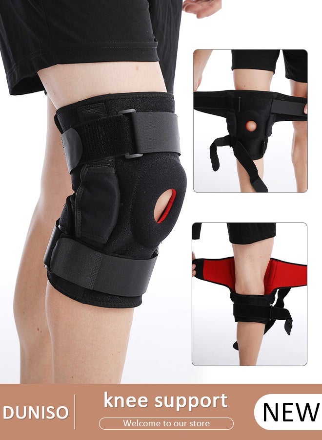 DUNISO Professional Knee Pad Knee Brace with Side Stabilizers and Patella Gel Pads Adjustable Compression Knee Support Braces for Knee Pain Meniscus Tear ACL MCL Arthritis Joint Pain Relief Injury Recovery