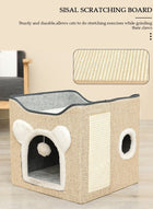 DUNISO Cat House, Foldable Cat Bed for Indoor Cats and Puppies, Durable Large All-Season Pet Play Rest Sleep Cube Cave with Fluffy Hanging Ball, Scratch Pad, and Detachable Storage Box, Cat Hideaway - Image 5