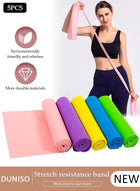 DUNISO 5-Piece Resistance Bands Elastic Exercise Bands Set Physical Therapy Tension Band Recovery Band Workout Strength Training Bands for Yoga Pilates Rehab Fitness Strength Training