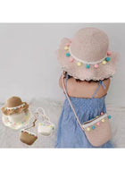 DUNISO 2 Pcs Summer Hat Bag Set，Girls Summer Straw Hat with Shoulder Bag Set，Wide-brimmed Hat with a Floral Ribbon and a Soft Woven Straw Shoulder Bag，for Beach, Travel, and Outings for Girls - Image 2