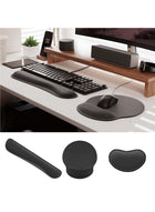 DUNISO 3Pcs Wrist Rest Support Set，Keyboard Wrist Rest, Mouse Pad And Small Wrist Rest Set，Memory Foam Wrist Rest Mat,with Non Slip Base，Easy Typing,Relief Getting Hand Fatigue,Suitable for Home and Office Use，Black