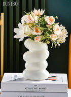 DUNISO Modern Irregularity Hollow Plastic Flower Vase White for Table Centerpiece Wedding Dining Living Room Office House Decoration