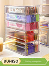 DUNISO 5 Layer Stackable Storage Drawers, transparent plastic tea rack, coffee storage box，cosmetics storage drawer, suitable for dressing table, bottom mat, kitchen cabinet, pantry storage and storage，10.4*17.5*25cm