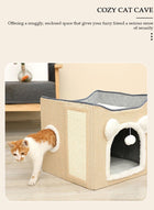 DUNISO Cat House, Foldable Cat Bed for Indoor Cats and Puppies, Durable Large All-Season Pet Play Rest Sleep Cube Cave with Fluffy Hanging Ball, Scratch Pad, and Detachable Storage Box, Cat Hideaway - Image 3
