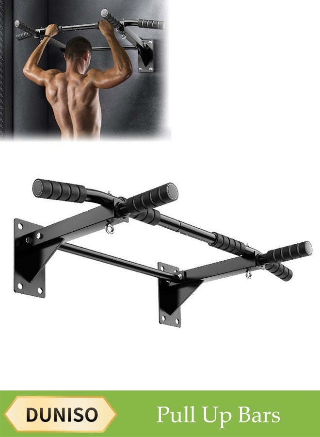 DUNISO Pull Up Bars，Wall Mounted Pull Up Bar， Premium Multi Grip Chin Up Bar，Strength Training Equipment，Body Workout For Home Gym Exercise Equipment，Drilling Installation，Black