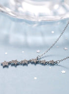 DUNISO Star Y Necklace 925 Sterling Silver Star Choker Necklace Silver Crystal Star Drop Choker Chain Pendant Necklace Simple Necklace Chain Jewelry  for Women Teen Girls - Image 5