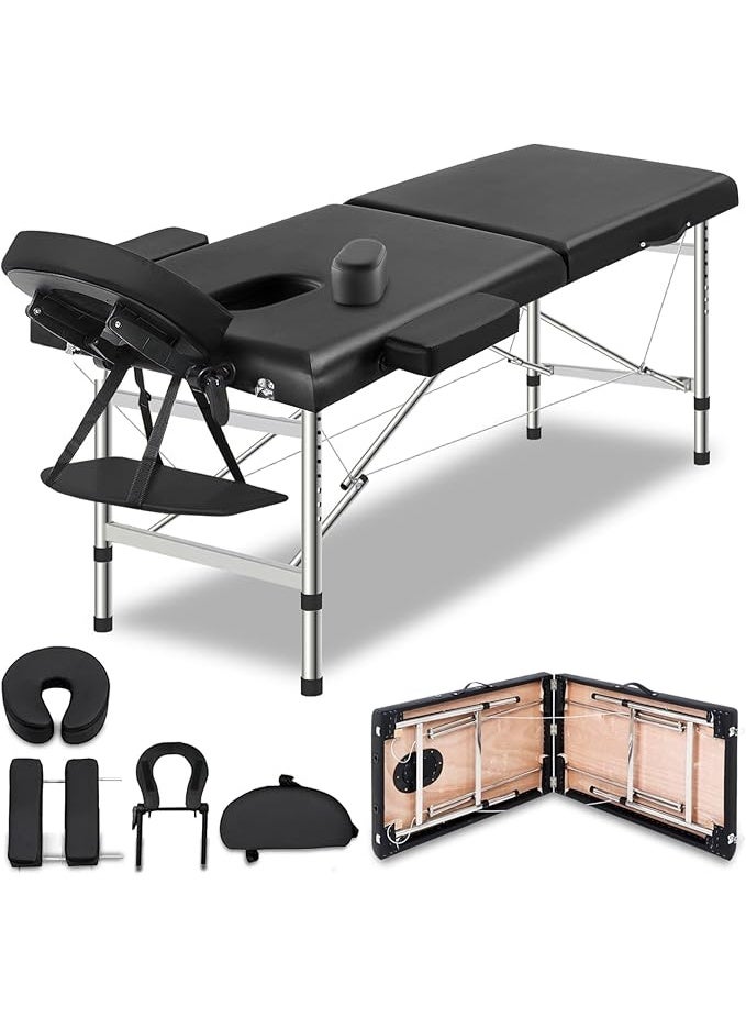 DUNISO Portable Massage Bed,Foldable Massage Tables,SPA Bed with Stainless Steel Fram,Strong Load-Bearing Capacity,Height Adjustable,for SPA Salon Tattoo Massage Therapeutic Treatment