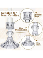 DUNISO 2 Pcs Glass Candle Holders，Clear Candlestick Holder and Taper Candle Holder，Crystal Decorative Candle Stand，for Formal Events, Wedding, Festival,Church, Party & Festival Decoration，Clear - Image 2