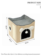 DUNISO Cat House, Foldable Cat Bed for Indoor Cats and Puppies, Durable Large All-Season Pet Play Rest Sleep Cube Cave with Fluffy Hanging Ball, Scratch Pad, and Detachable Storage Box, Cat Hideaway - Image 2
