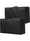 DUNISO 2Pcs Extra Large Storage Bags,Moving Bags with Strong Zippers & Carrying Handles, Waterproof and Dustproof Underbed Storage Organizer Bag, Sturdy and Durable，for Bedding/Duvets/Pillows/Laundry/Clothes/Moving home，110*60*35cm，Black