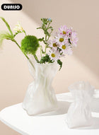 DUNISO Frosted Glass Vase, Irregular Shaped Flower Vases for Centerpiece Table Indoor Desk Decor, Unique Balcony Flowers Container Decor, Geometric Vase for Office Decoration, Shelf, Table, Bookshelf - Image 2