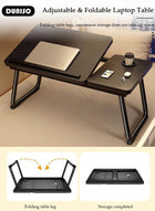 DUNISO Laptop Bed Tray Desk, Adjustable Folding Laptop Bed Table, Portable Standing Desk, Foldable Lap Tablet Desk with Cup Holder for Bed Couch Sofa Floor, Working, Writing - Image 3