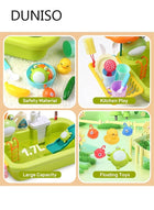 DUNISO Pretend Play Kitchen Sink Toys Kids Sink Toys with Running Water and  Upgraded Electric Faucet, Play Kitchen Toy Accessories, Pool Floating Fishing Toys for Water Play, Kids Role Play Dishwasher Toy - Image 5